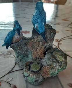 Martin pescatori coppia in miniatura scultura.