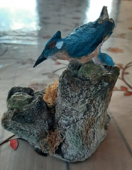 Martin pescatori coppia in miniatura scultura. - immagine 2