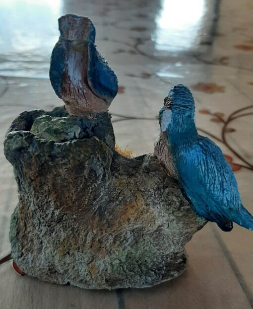 Martin pescatori coppia in miniatura scultura. - immagine 3