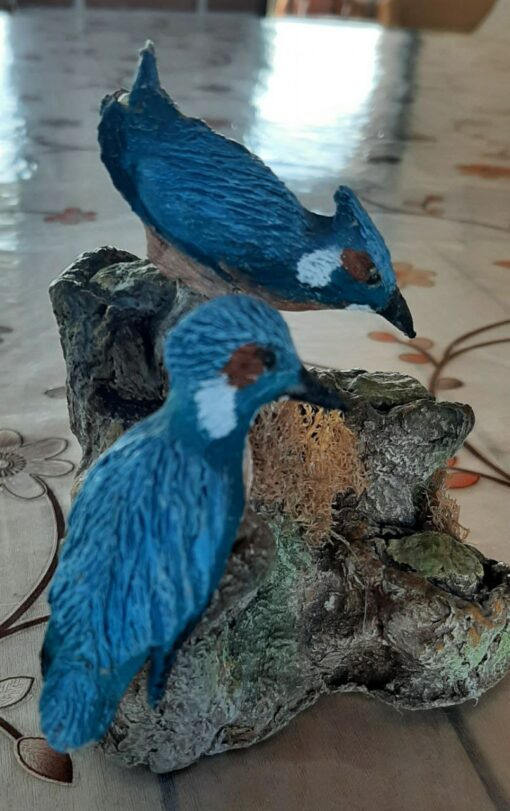 Martin pescatori coppia in miniatura scultura. - immagine 4