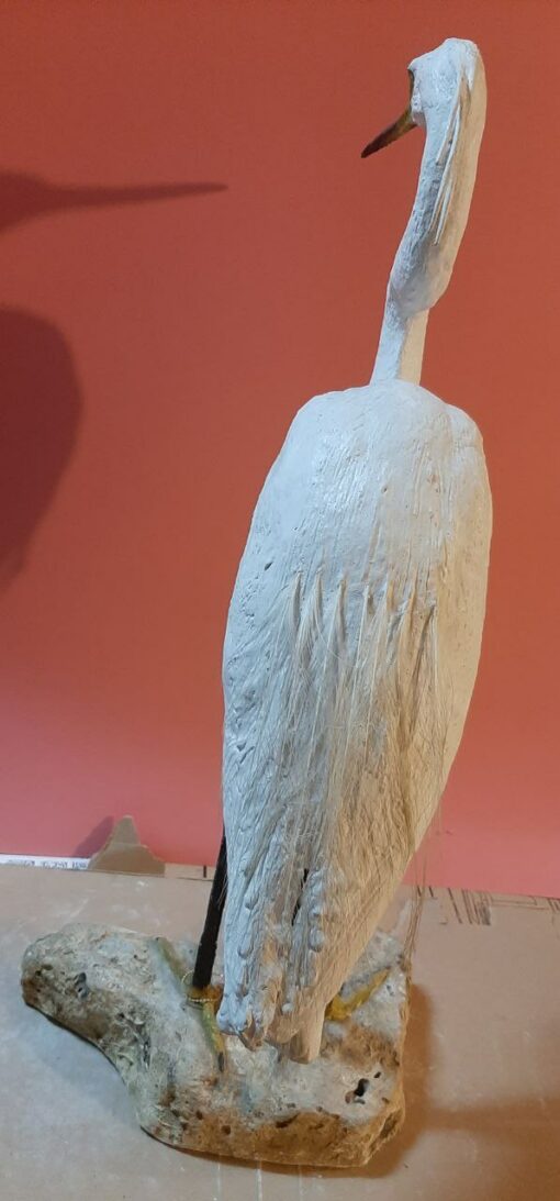 Garzetta in scultura di argilla e dimensioni naturali da collezione - immagine 4